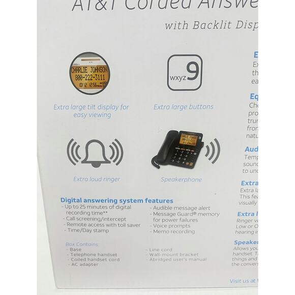 AT&T CD4930 Corded Desk Phone w Digital Answering System & Caller ID Landline - Picture 6 of 9